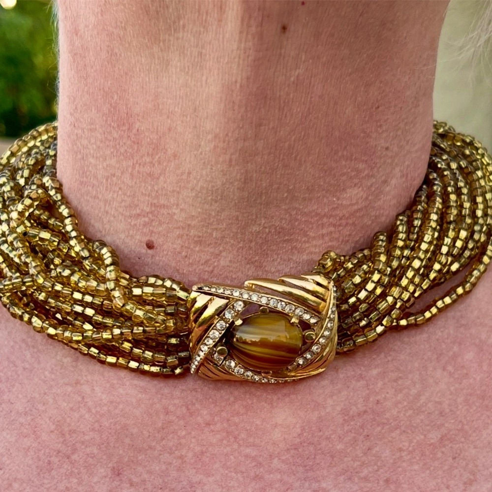 Vintage 1960’s CINER Rare Multi Strand Tigers Eye Necklace